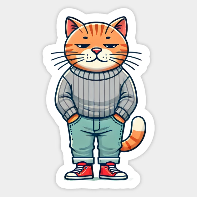Funny Chilled Cat, Love Cats Sticker by logiamerch